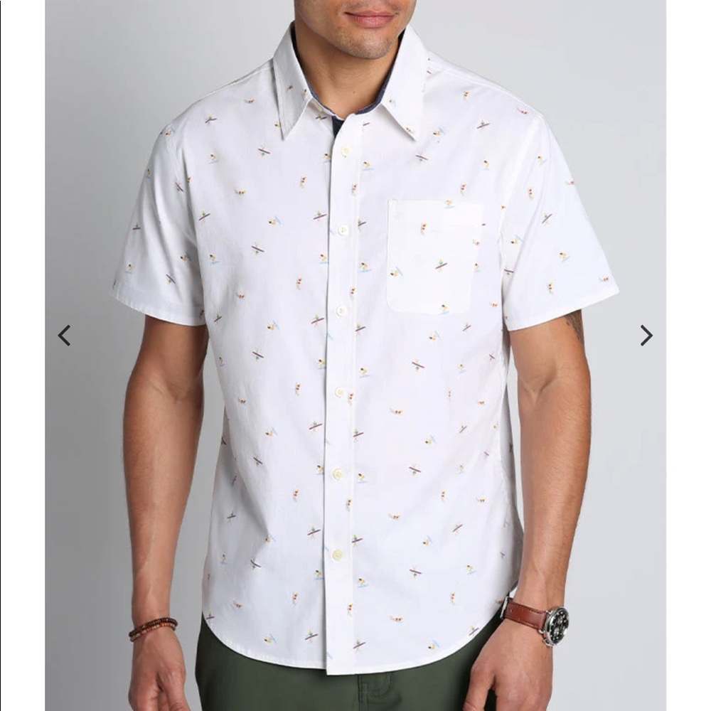 NWT [Jachs New York] 🏄‍♂️ White Surfer Print Short Sleeve - L